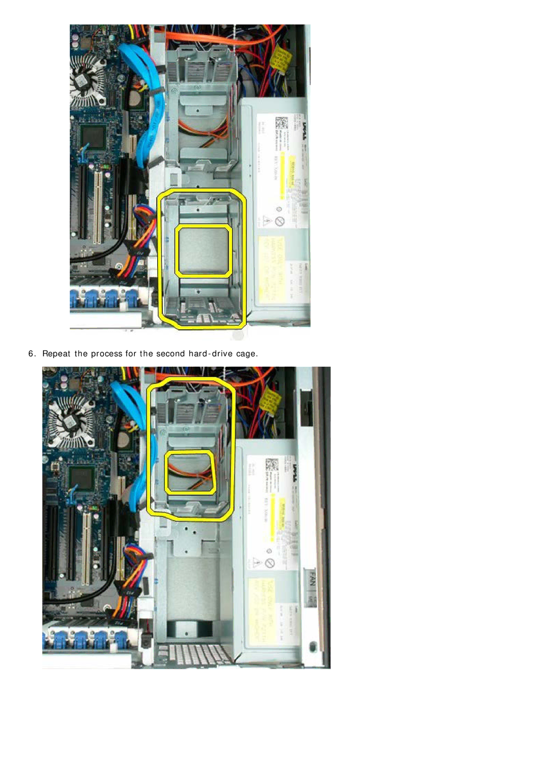 Dell T7500 service manual Repeat the process for the second hard-drive cage 