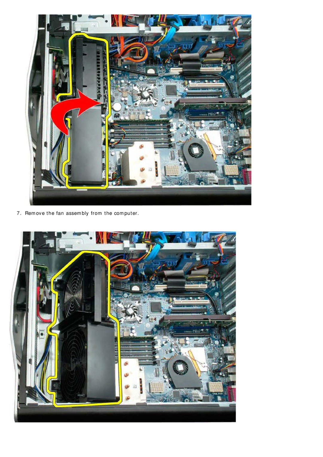 Dell T7500 service manual Remove the fan assembly from the computer 