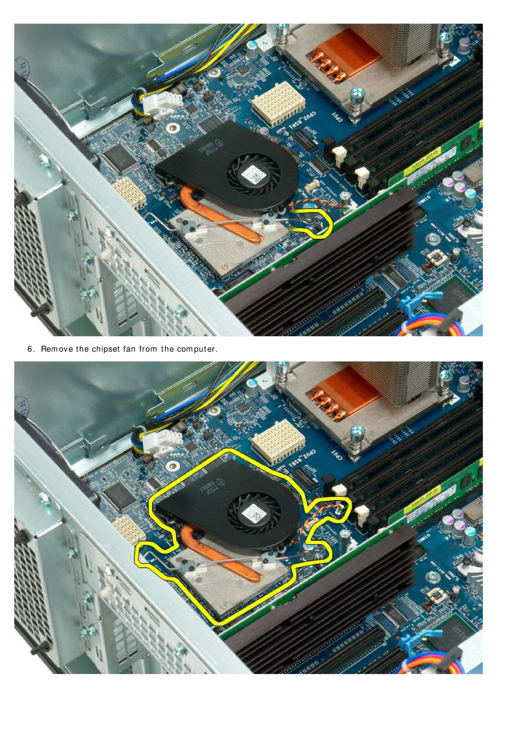 Dell T7500 service manual Remove the chipset fan from the computer 