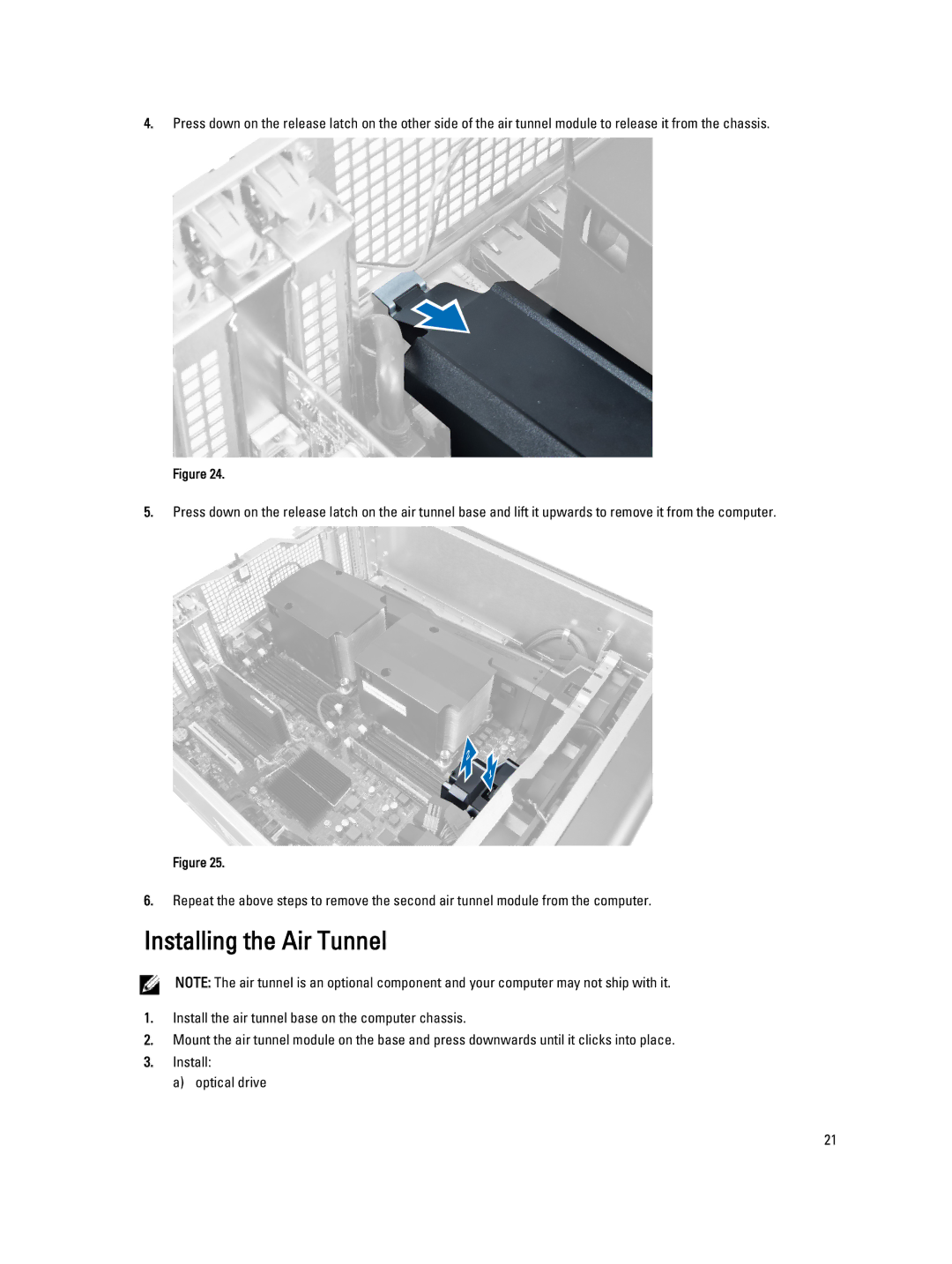 Dell T7600 owner manual Installing the Air Tunnel 