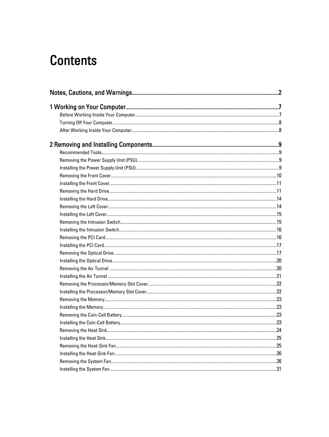 Dell T7600 owner manual Contents 