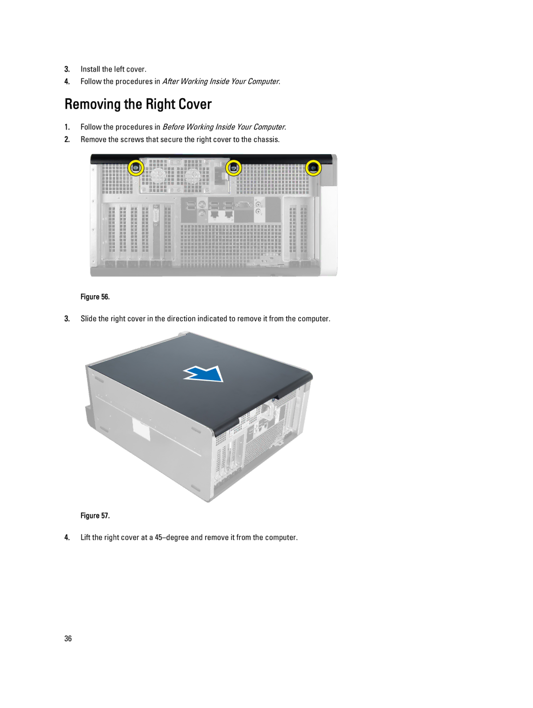 Dell T7600 owner manual Removing the Right Cover 