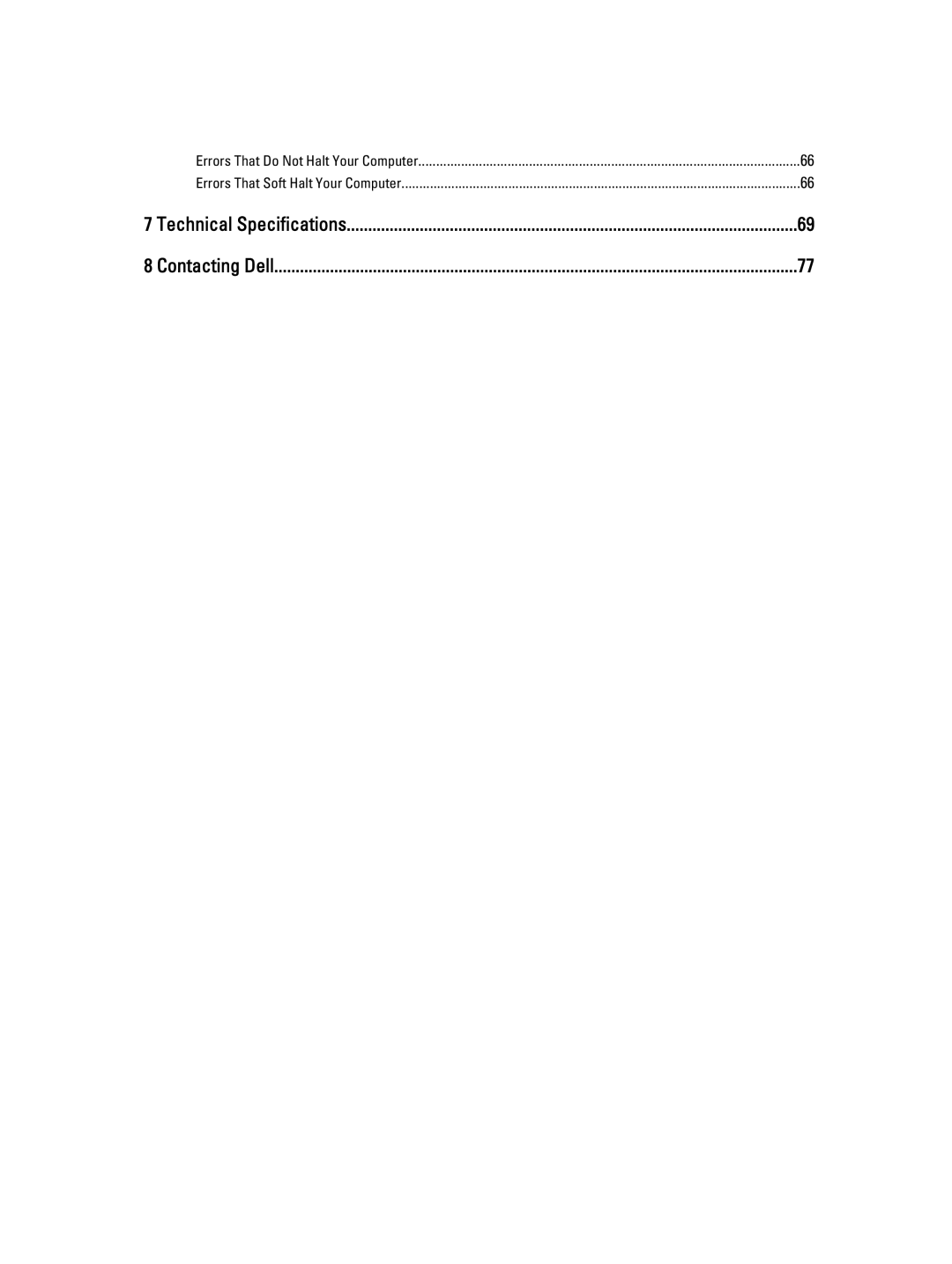 Dell T7600 owner manual Errors That Do Not Halt Your Computer 