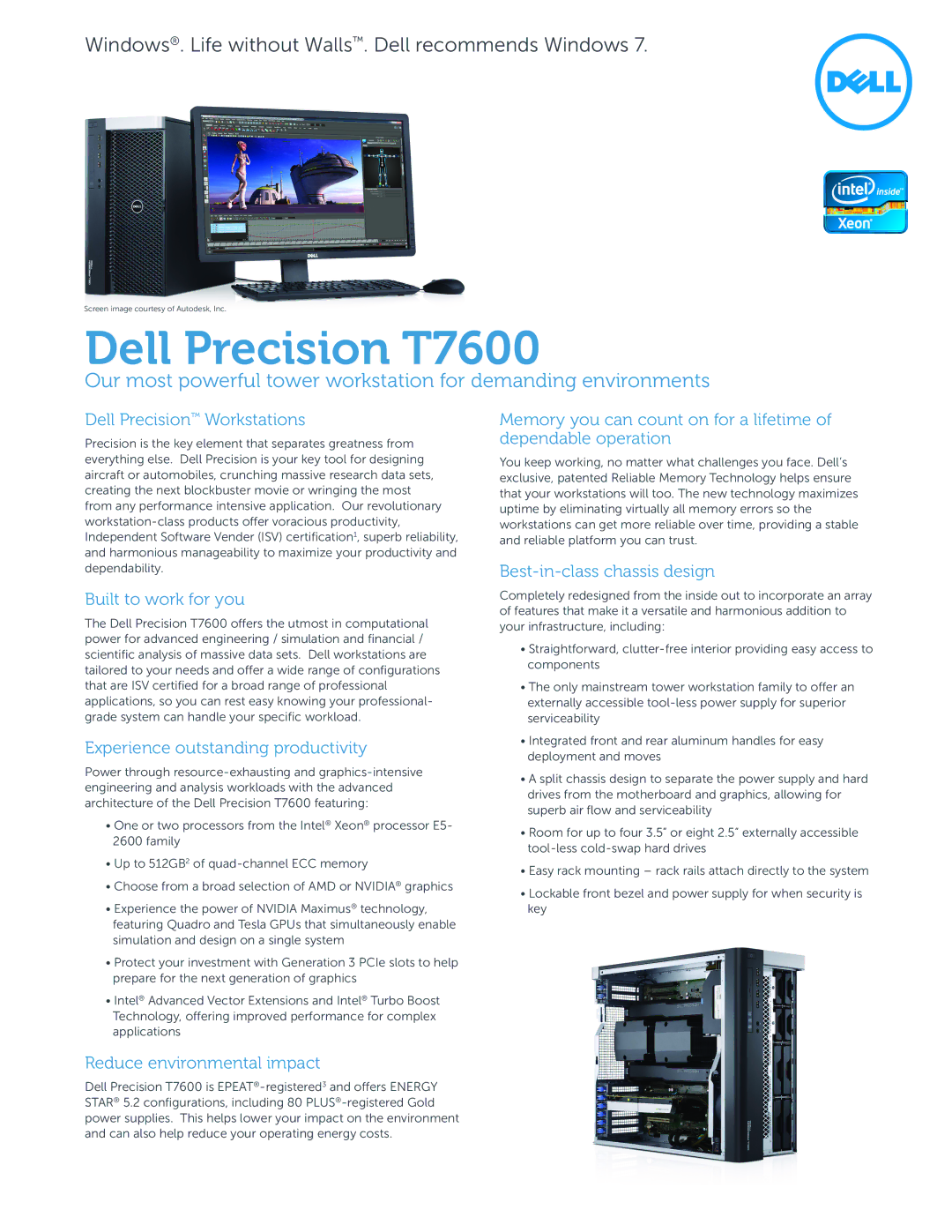 Dell T7600 manual Dell Precision Workstations, Built to work for you, Experience outstanding productivity 