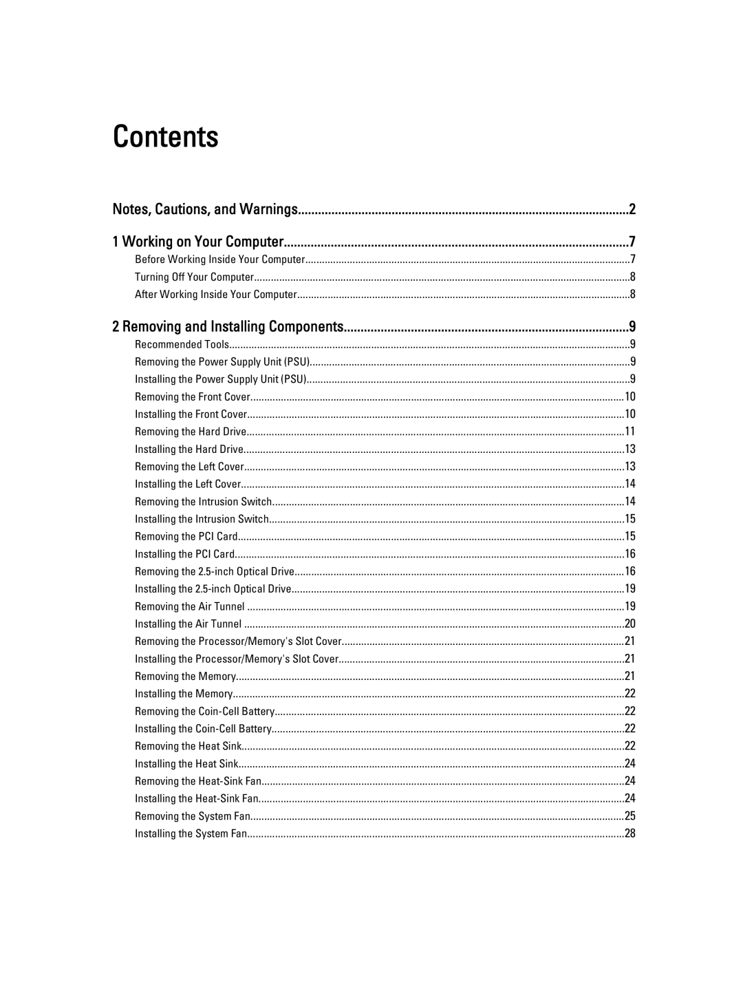 Dell T7600 owner manual Contents 