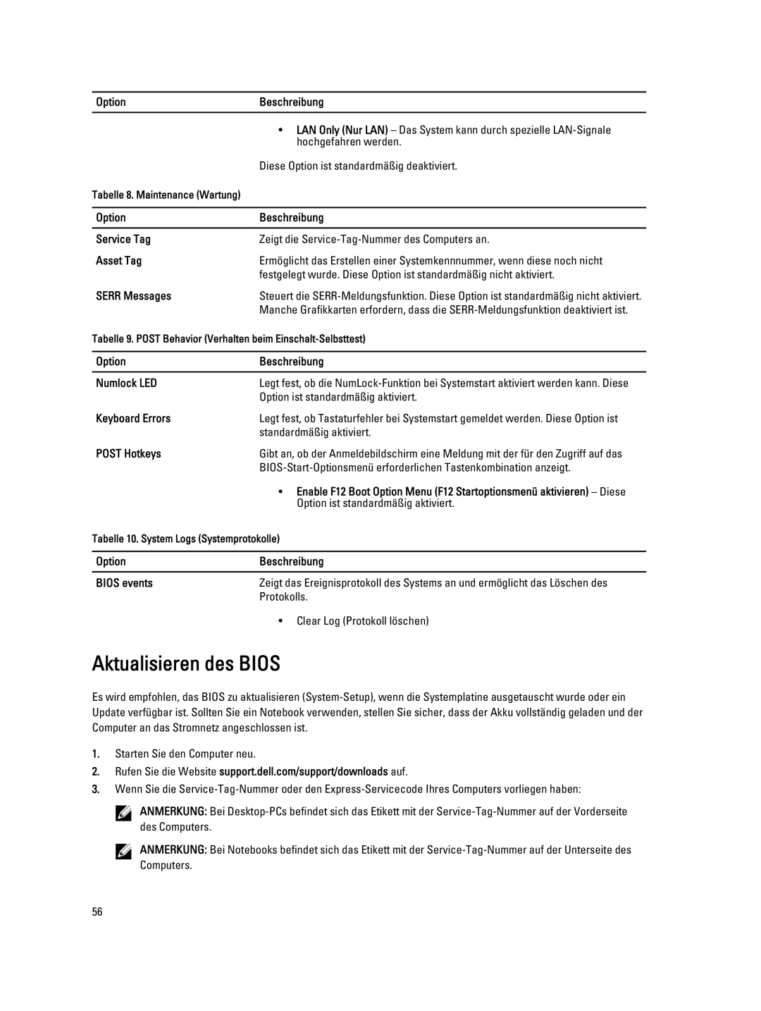 Dell T7600 manual Aktualisieren des Bios 