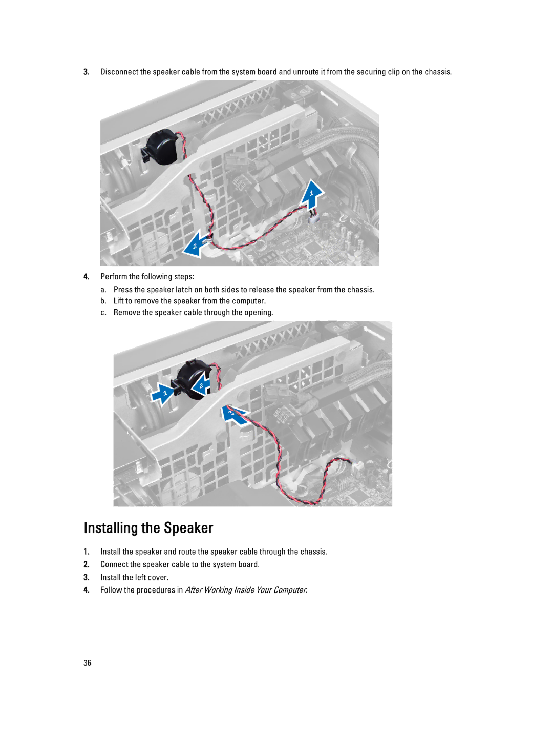 Dell T7610 owner manual Installing the Speaker 