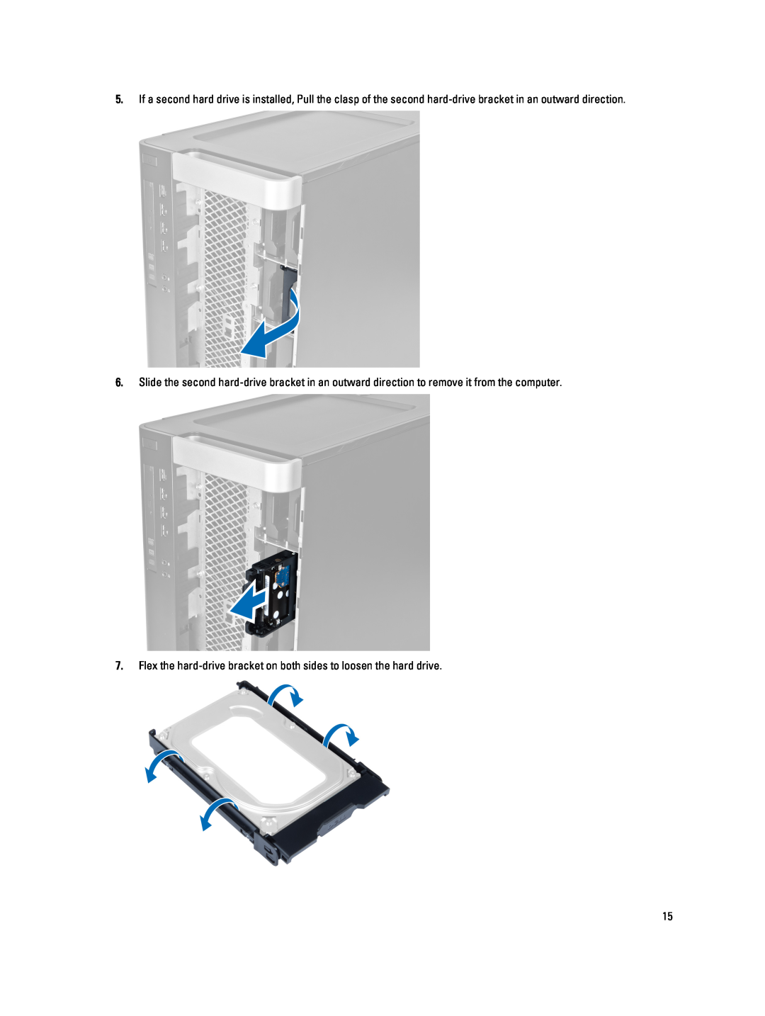 Dell T7610 owner manual Flex the hard-drive bracket on both sides to loosen the hard drive 