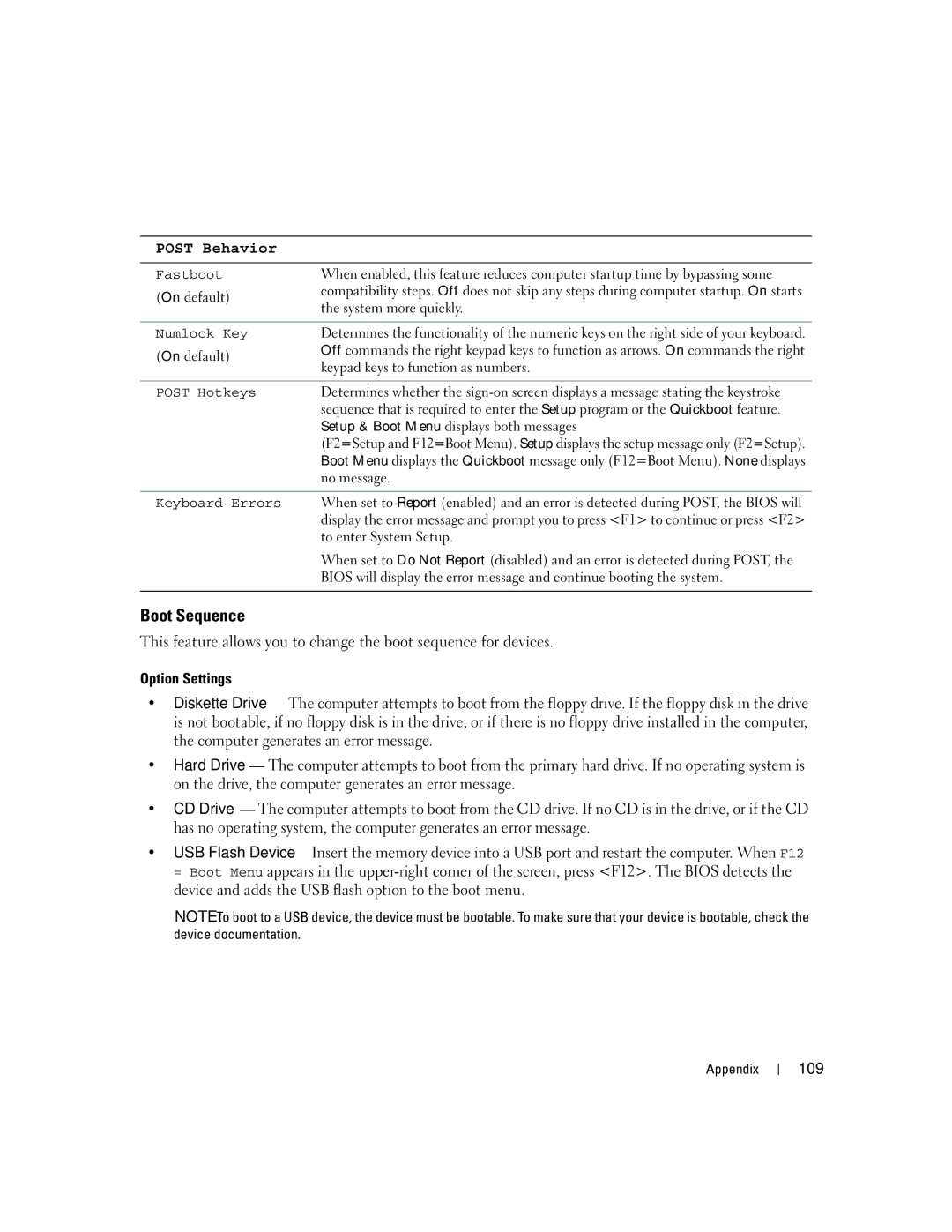 Dell T8144 manual Boot Sequence, 109 