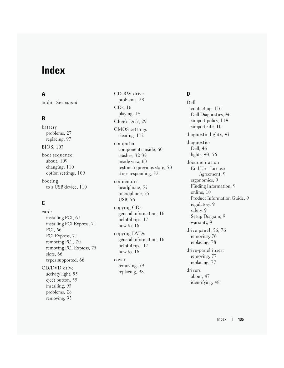 Dell T8144 manual Index 135 