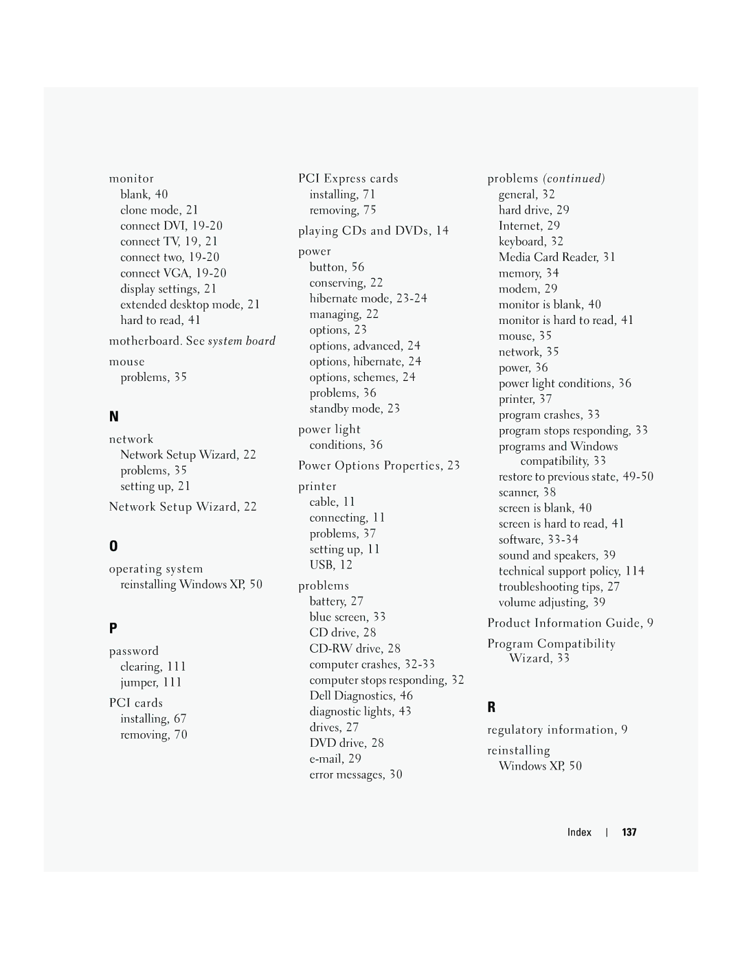 Dell T8144 manual Index 137 