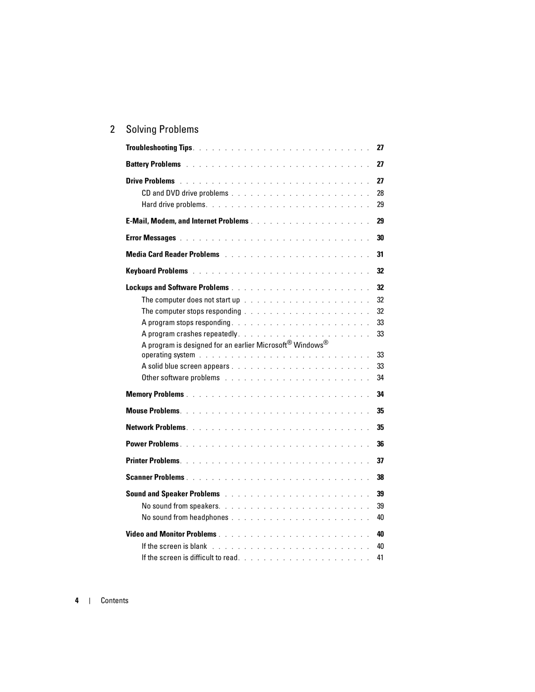 Dell T8144 manual Solving Problems, Mail, Modem, and Internet Problems 