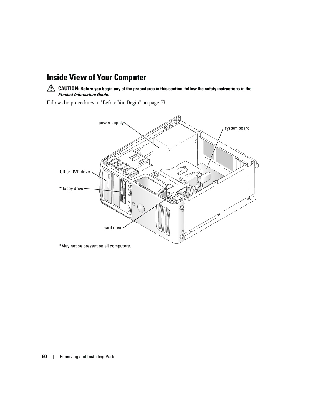 Dell T8144 manual Inside View of Your Computer, Product Information Guide 