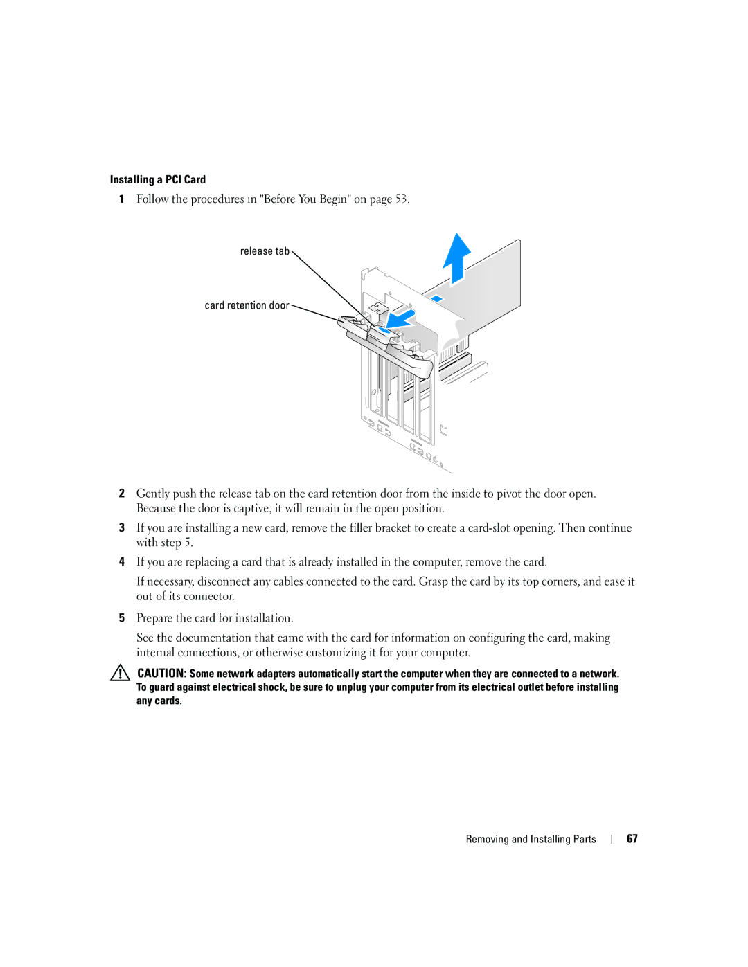 Dell T8144 manual Release tab Card retention door 