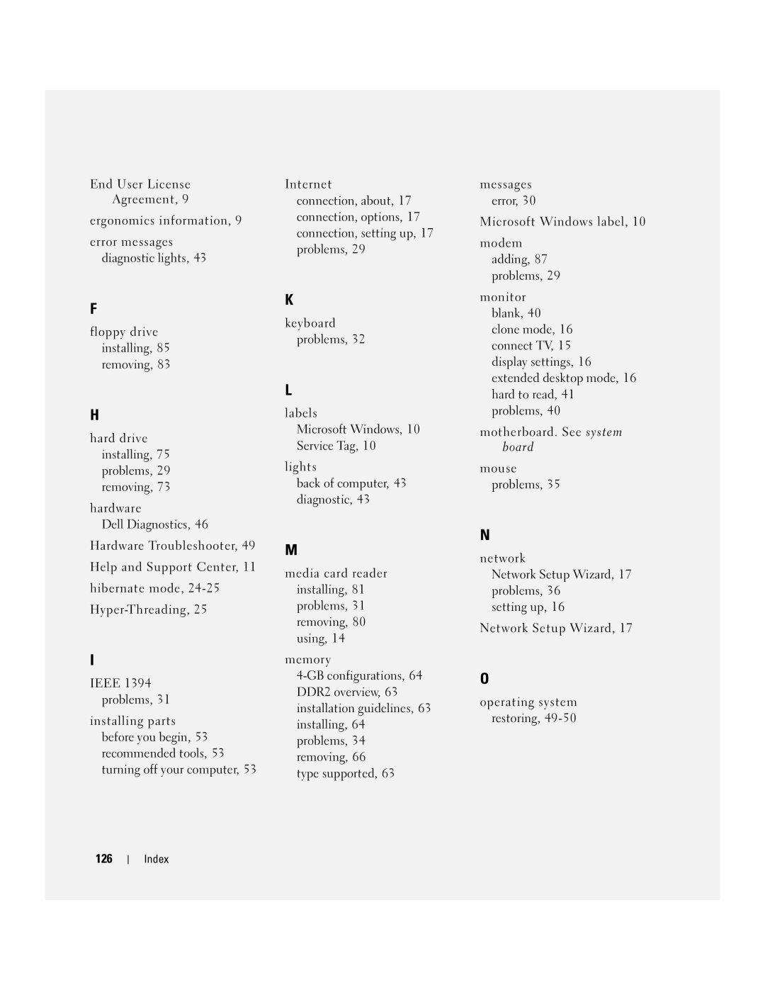 Dell T8243, DHP manual Error messages, Problems, Connection, setting up 