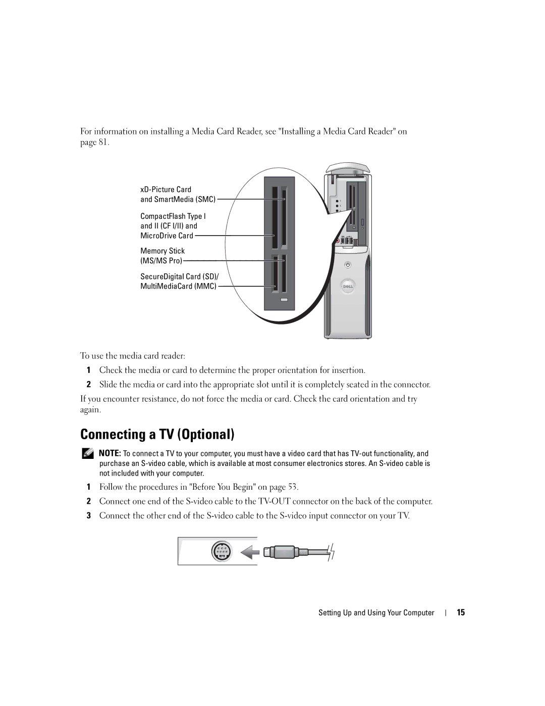 Dell DHP, T8243 manual Connecting a TV Optional 