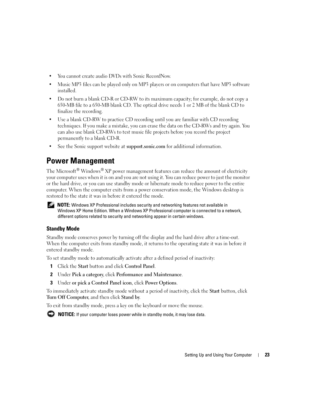 Dell DHP, T8243 manual Power Management, Standby Mode 