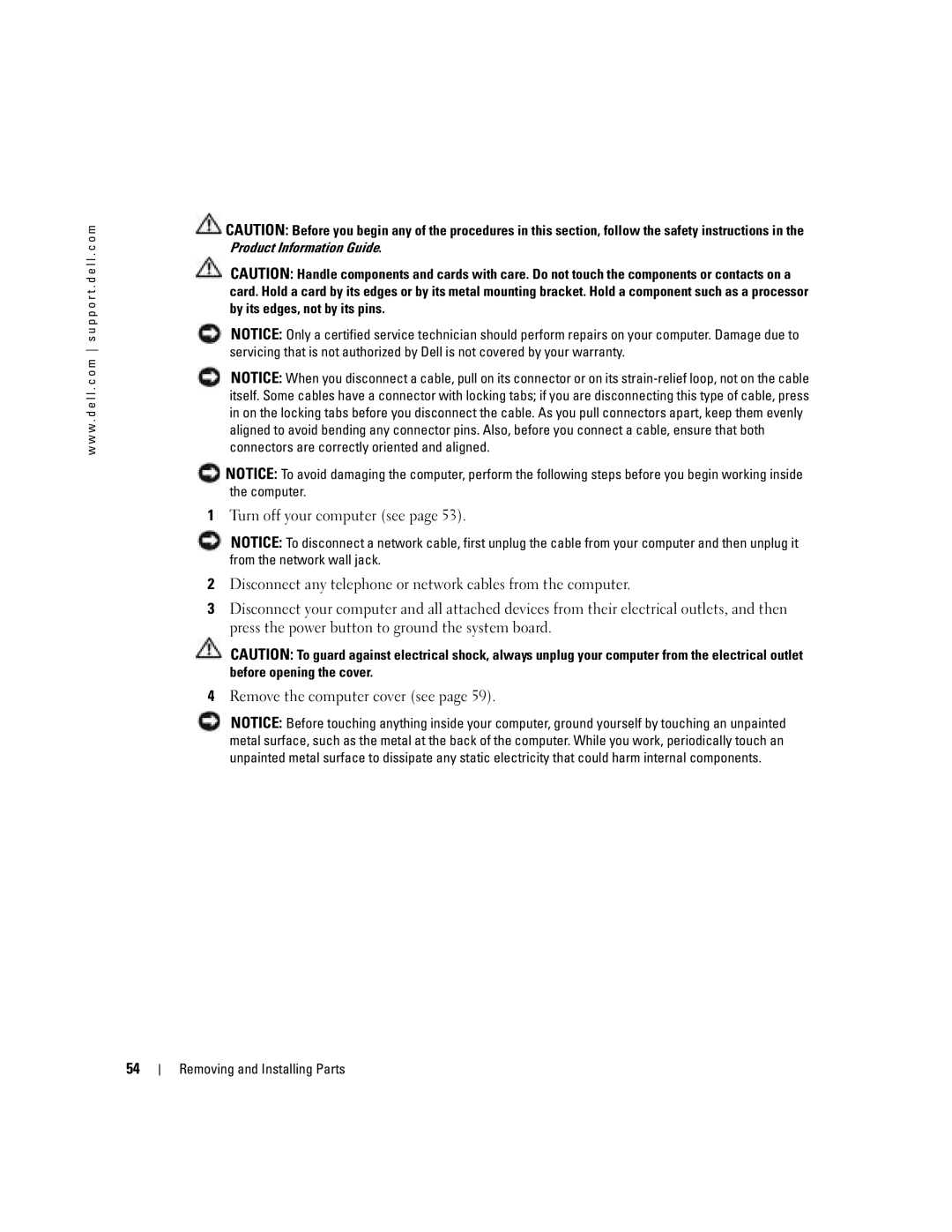 Dell T8243, DHP manual Removing and Installing Parts 