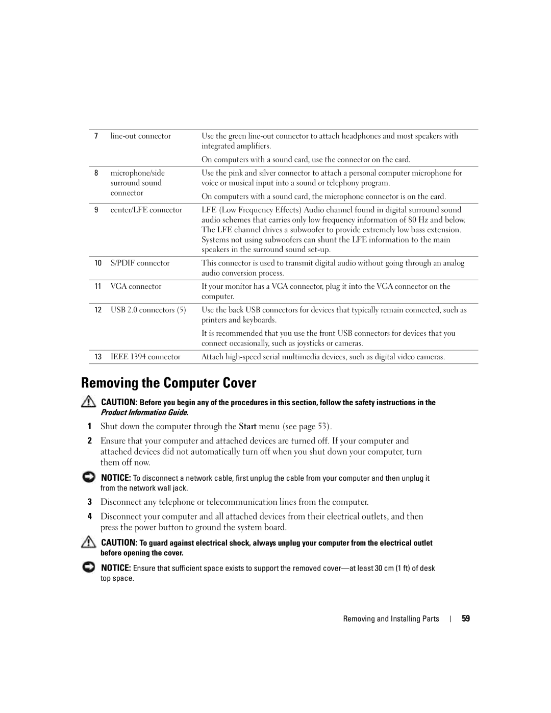 Dell DHP, T8243 manual Removing the Computer Cover 