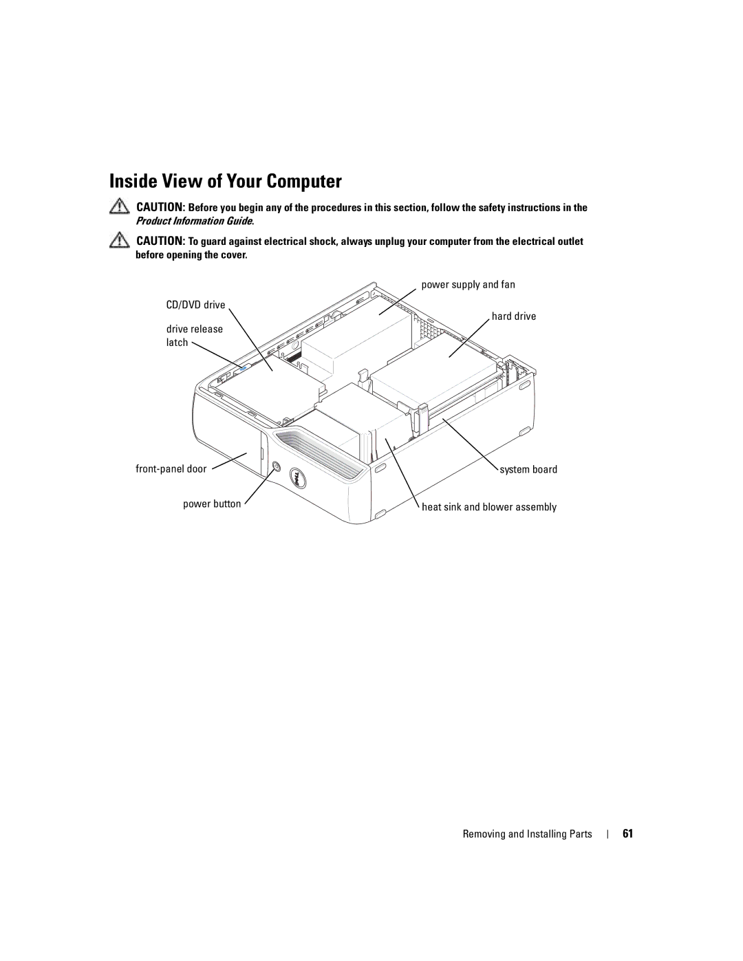 Dell DHP, T8243 manual Inside View of Your Computer 