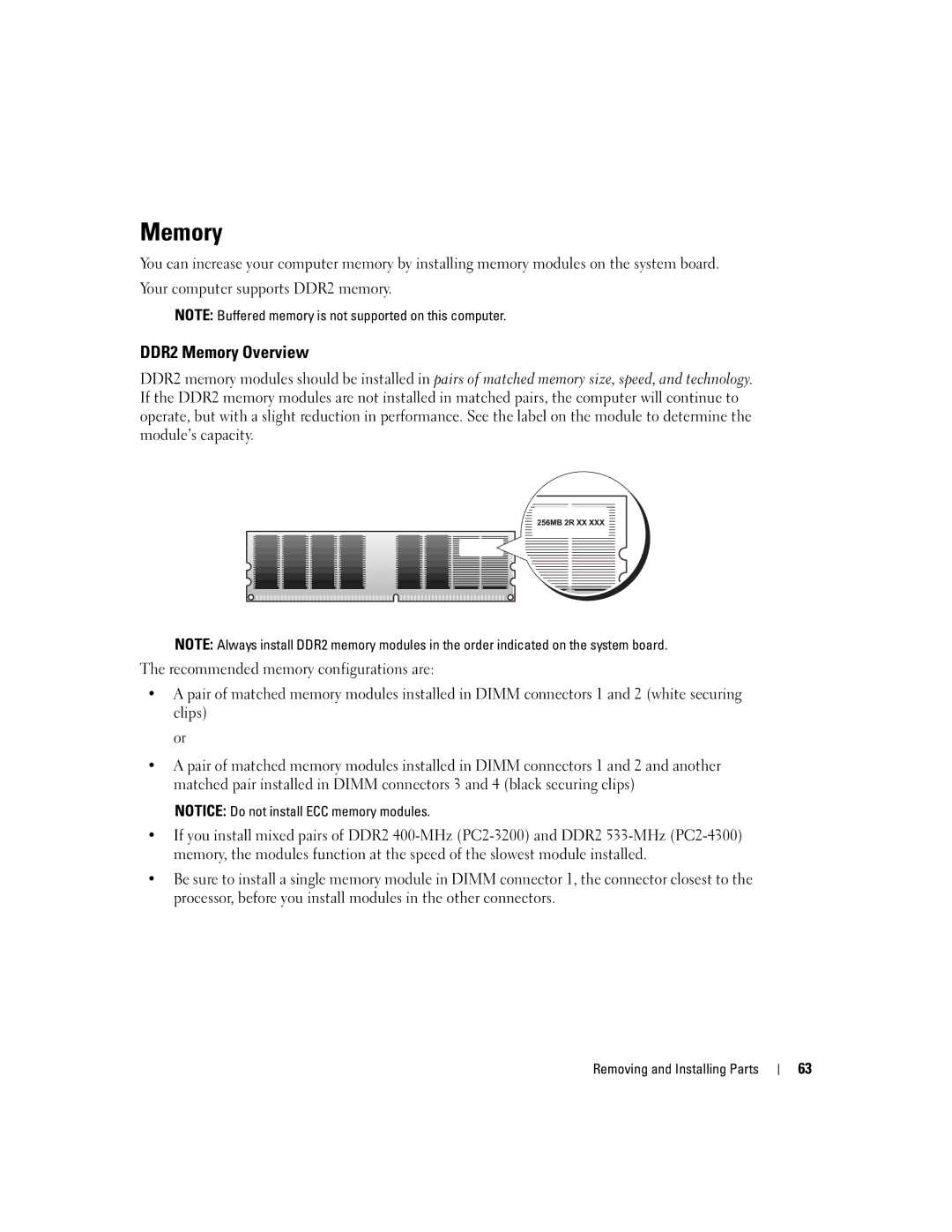 Dell DHP, T8243 manual DDR2 Memory Overview 