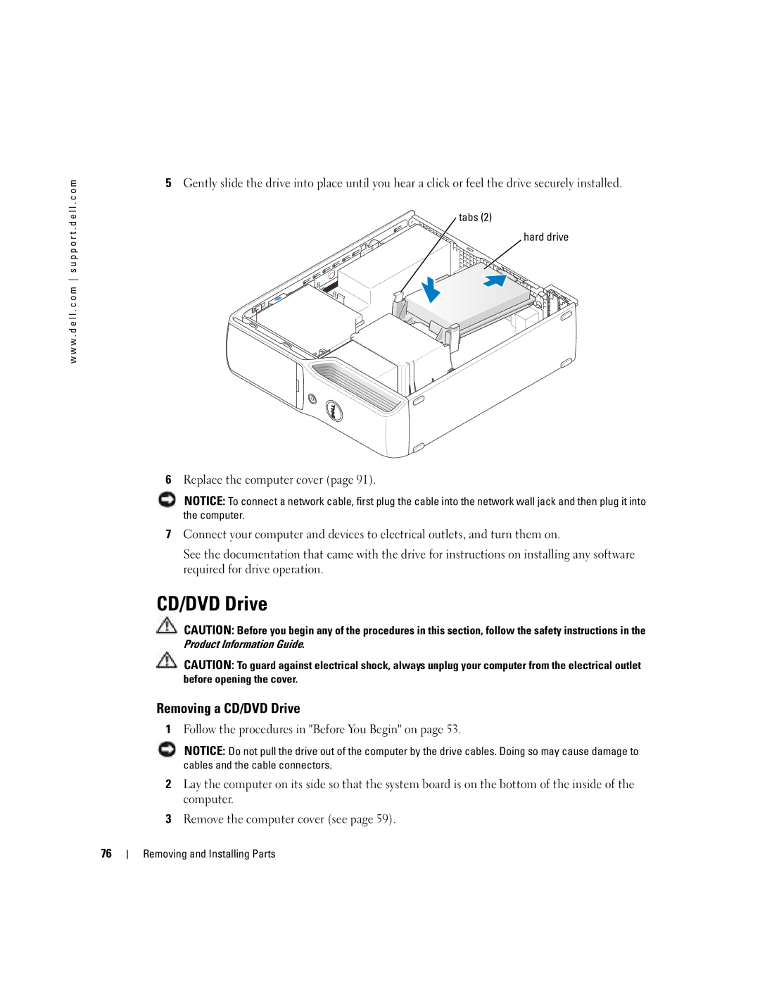 Dell T8243, DHP manual Removing a CD/DVD Drive 