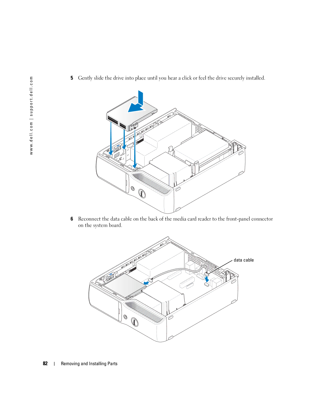 Dell T8243, DHP manual Data cable Removing and Installing Parts 