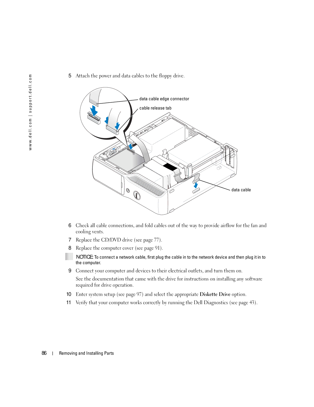 Dell T8243, DHP manual Data cable edge connector Cable release tab 