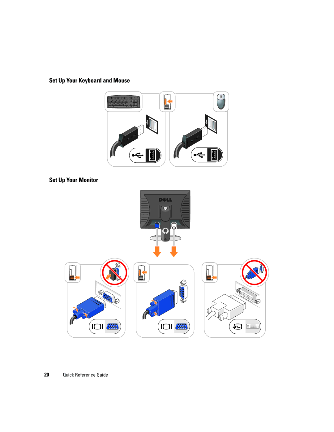 Dell TJ021, 745c manual Set Up Your Keyboard and Mouse Set Up Your Monitor 