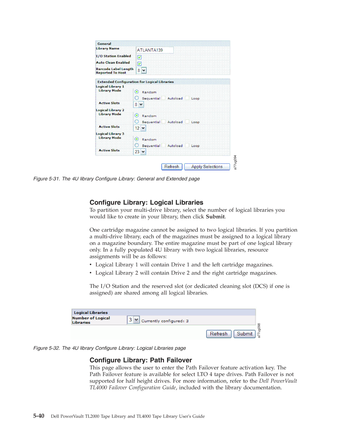 Dell TL2000 manual Configure Library Logical Libraries, Configure Library Path Failover 