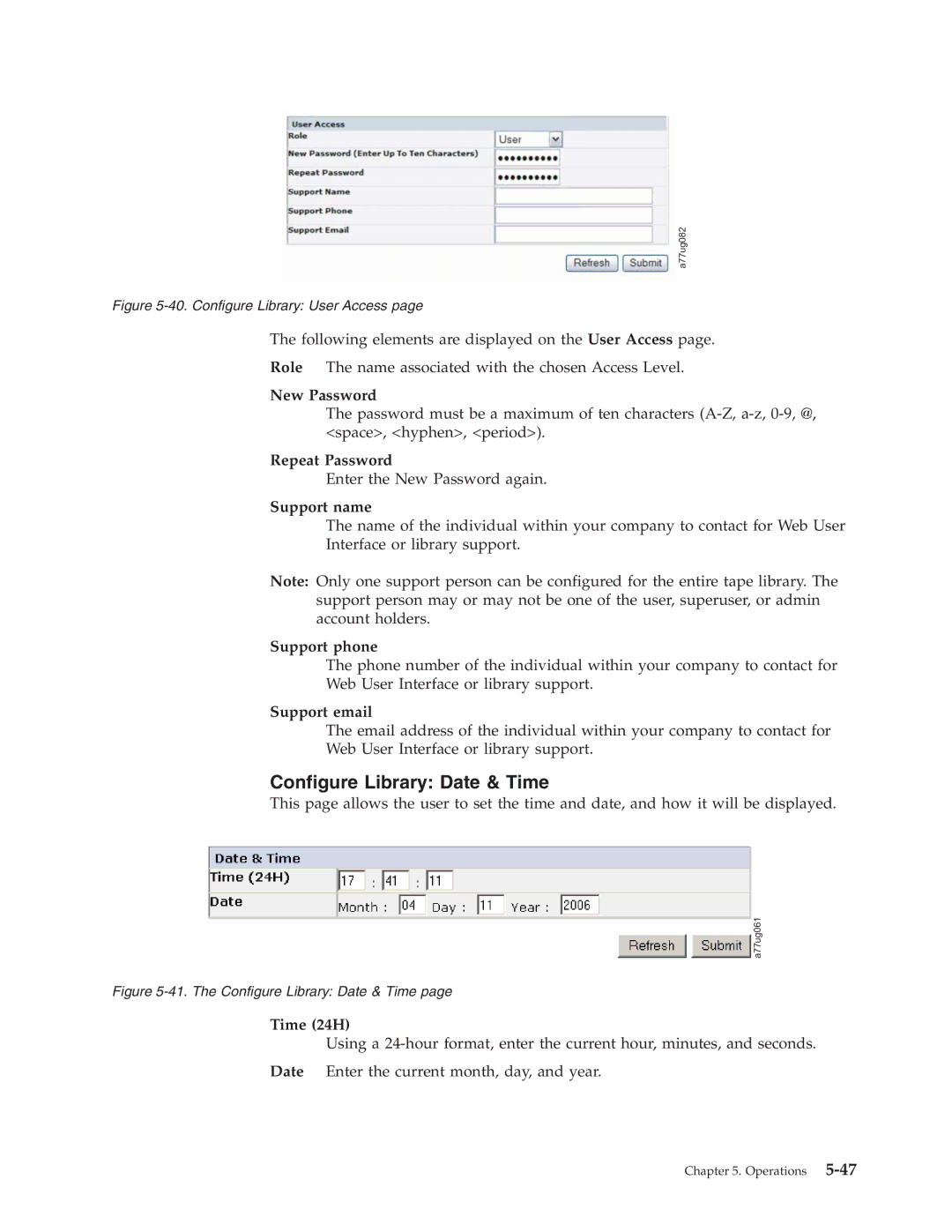 Dell TL2000 manual Configure Library Date & Time 