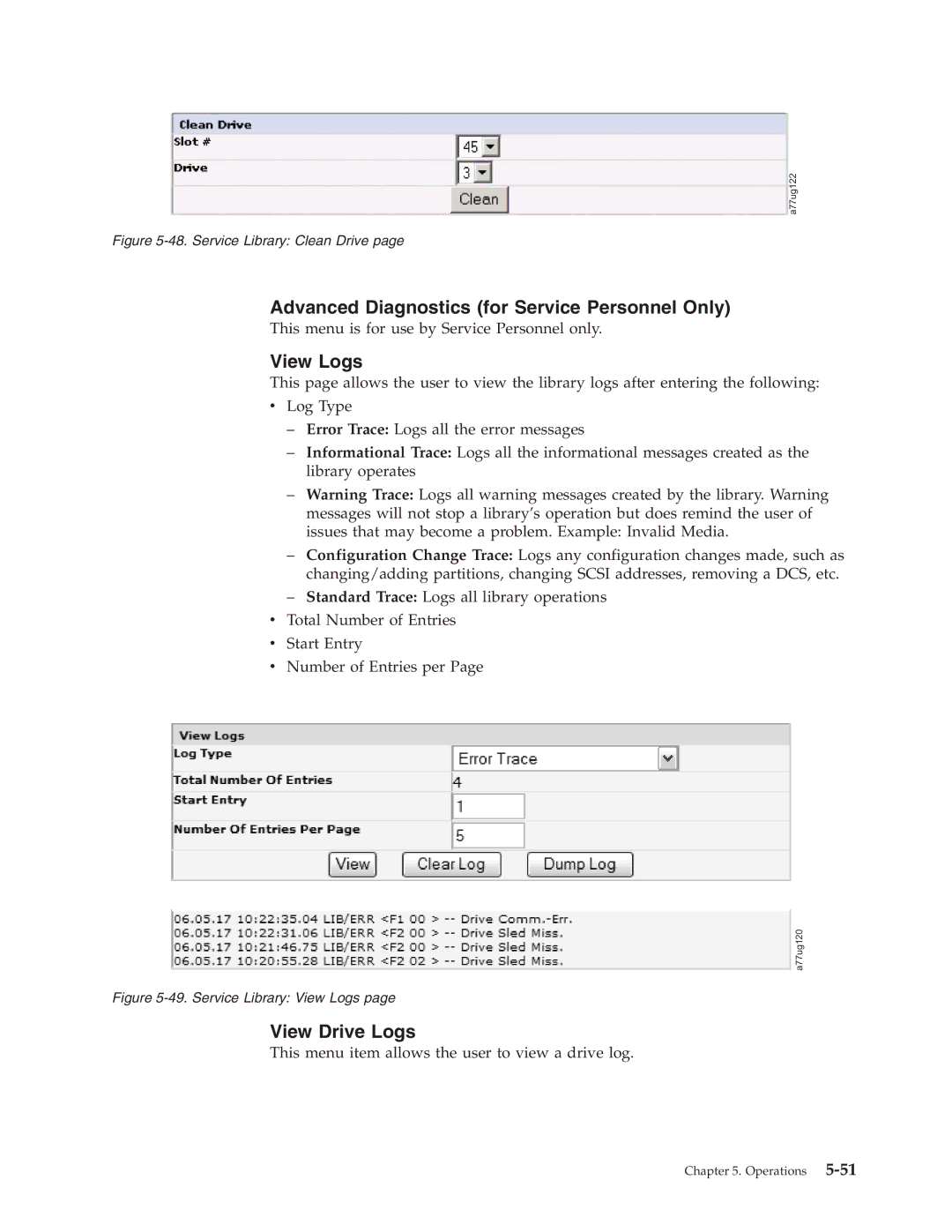 Dell TL2000 manual Advanced Diagnostics for Service Personnel Only, View Logs, View Drive Logs 