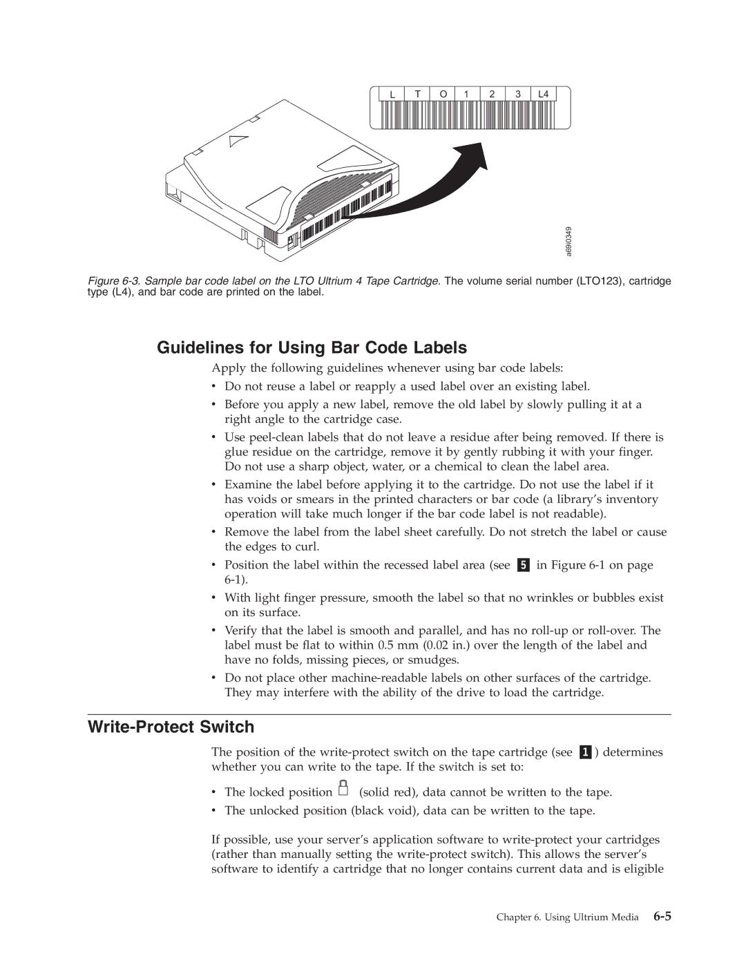 Dell TL2000 manual Guidelines for Using Bar Code Labels, Write-Protect Switch 