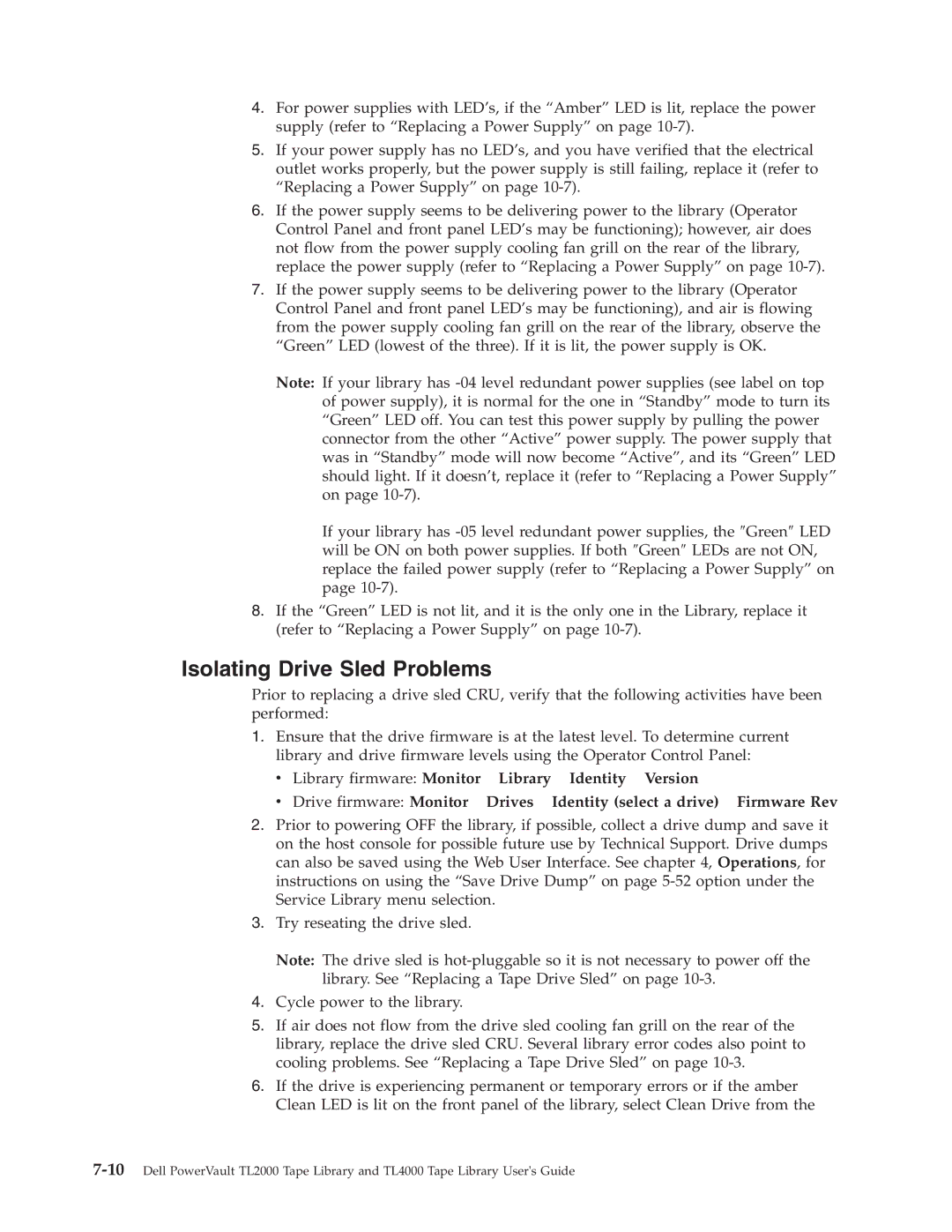 Dell TL2000 manual Isolating Drive Sled Problems 