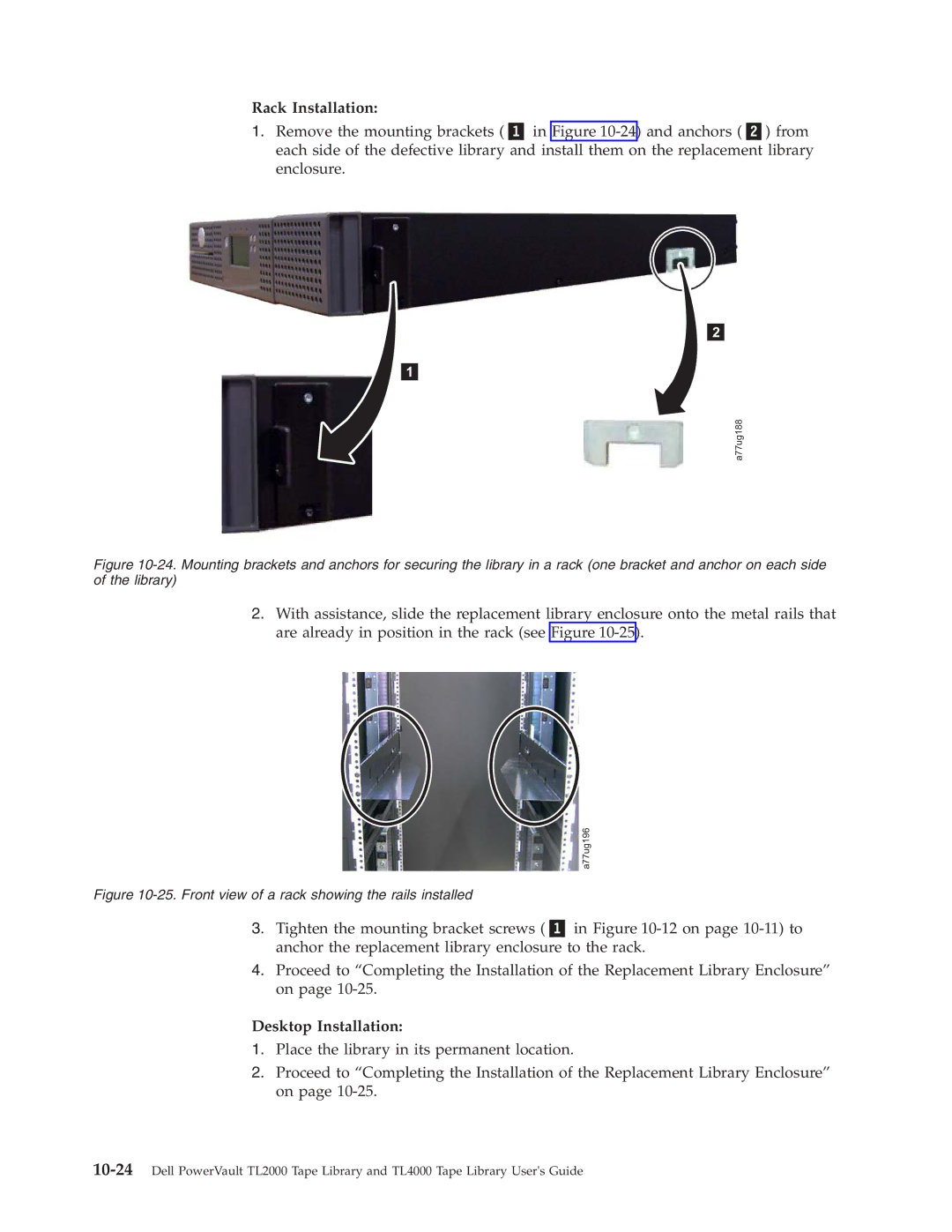 Dell TL2000 manual Rack Installation, Desktop Installation 