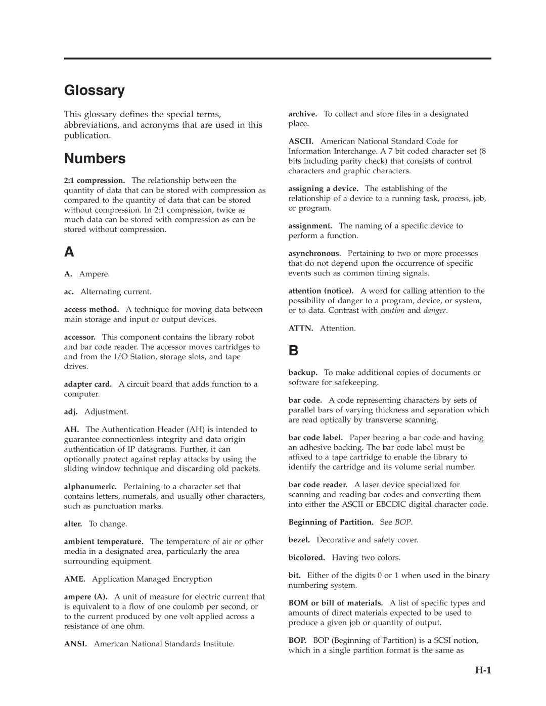 Dell TL2000 manual Glossary, Numbers, Beginning of Partition. See BOP 