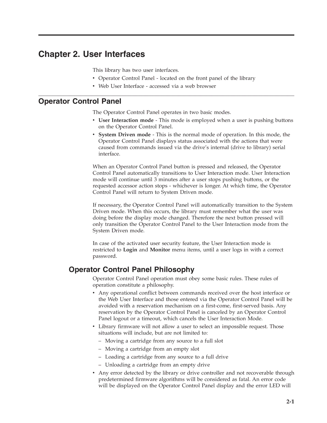 Dell TL2000 manual User Interfaces, Operator Control Panel Philosophy 