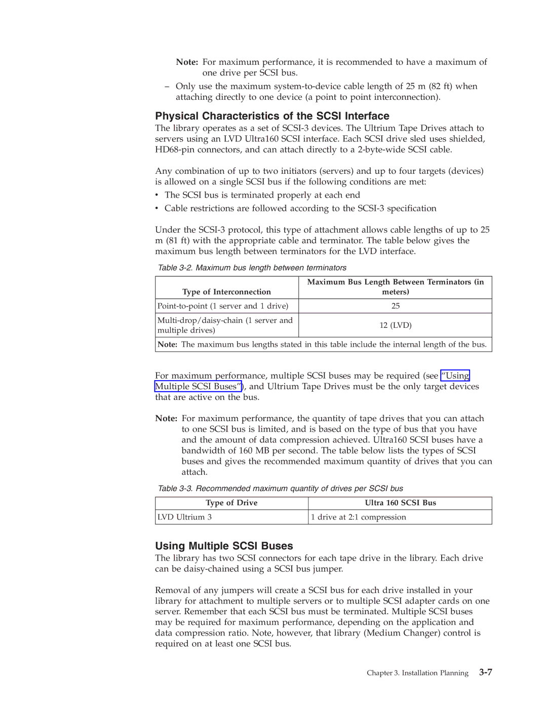 Dell TL2000 manual Physical Characteristics of the Scsi Interface, Using Multiple Scsi Buses, Type of Interconnection 