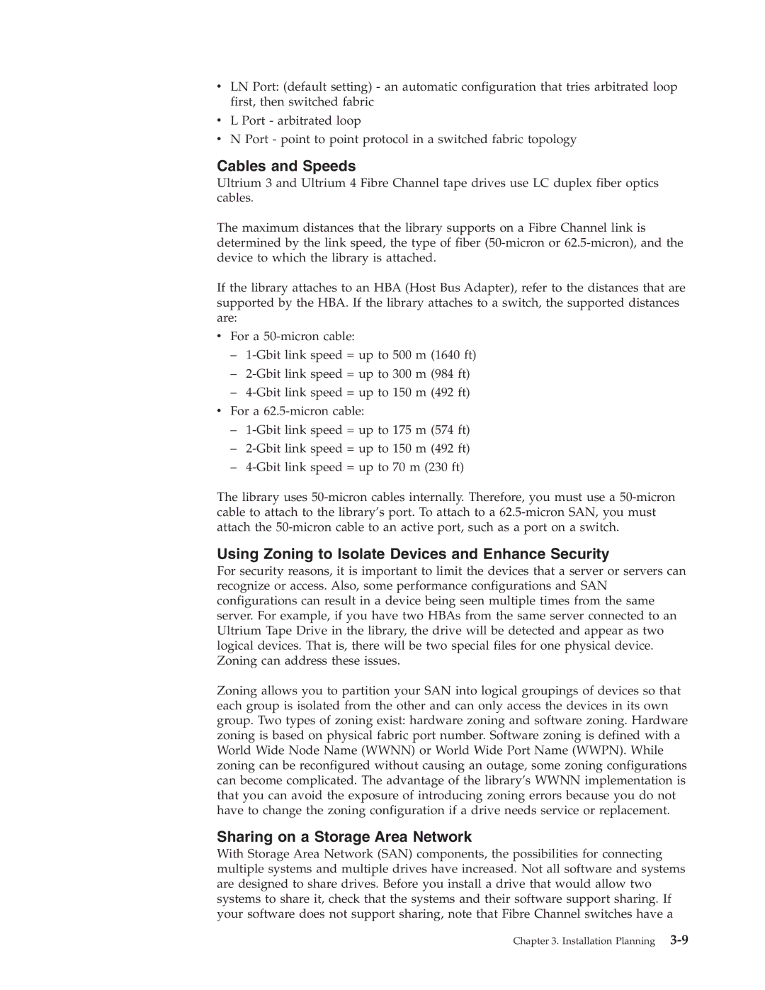 Dell TL2000 Cables and Speeds, Using Zoning to Isolate Devices and Enhance Security, Sharing on a Storage Area Network 