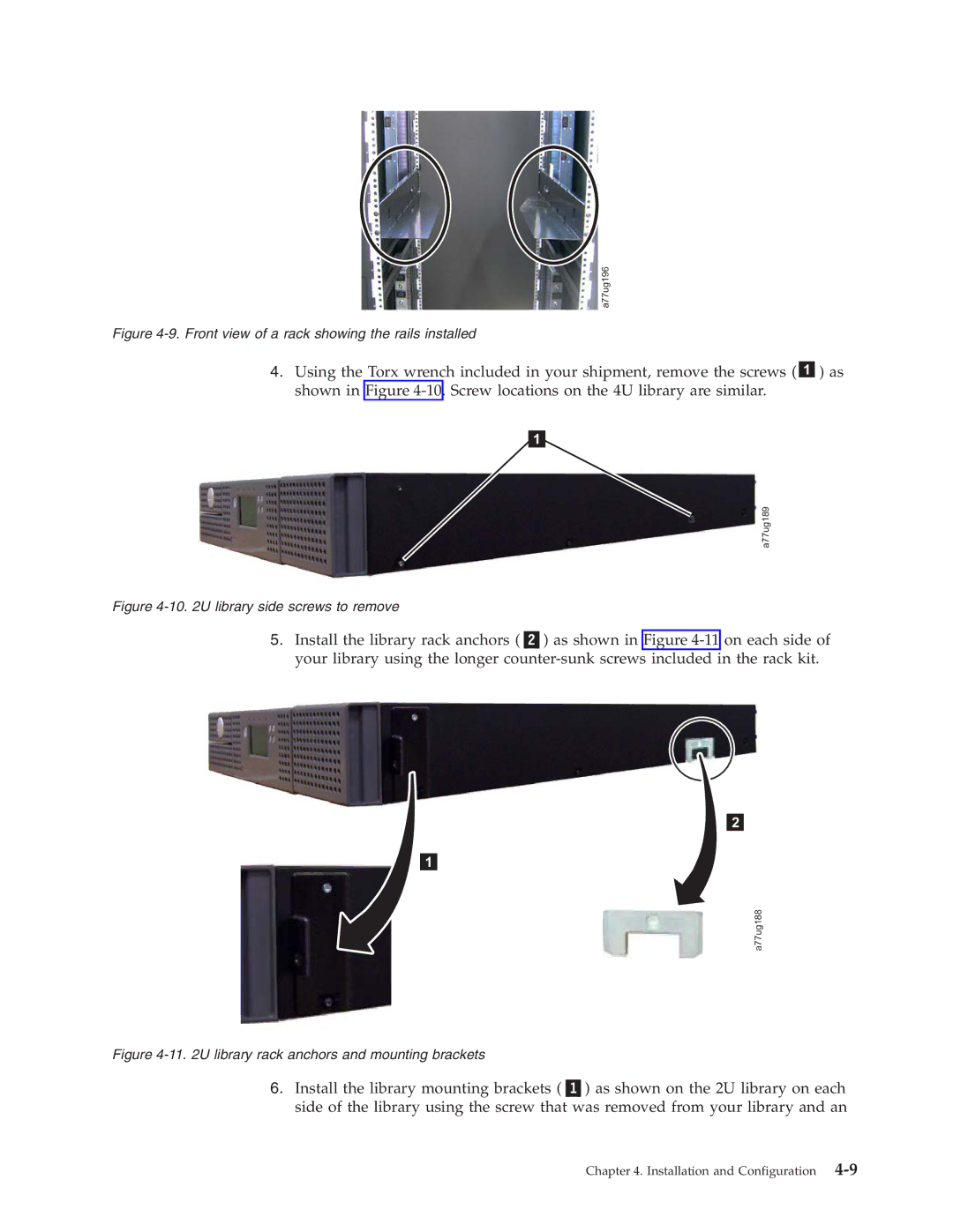 Dell TL2000 manual Front view of a rack showing the rails installed 