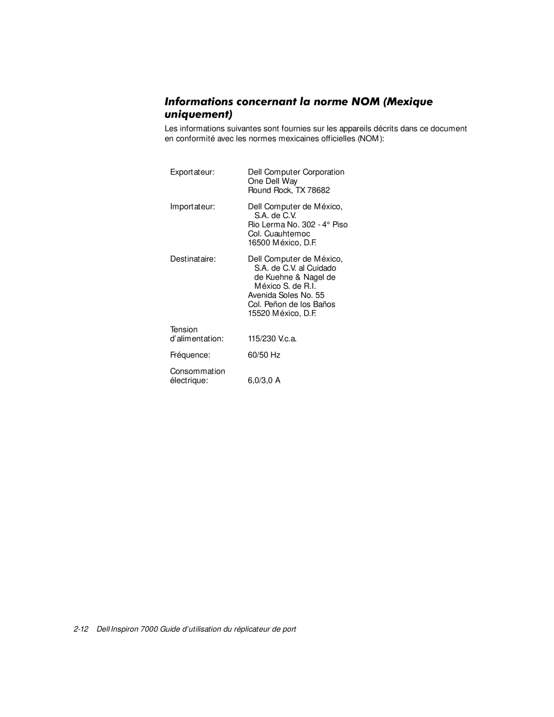 Dell TSR9C manual QIRUPDWLRQVFRQFHUQDQWODQRUPH1200HLTXH Xqltxhphqw 