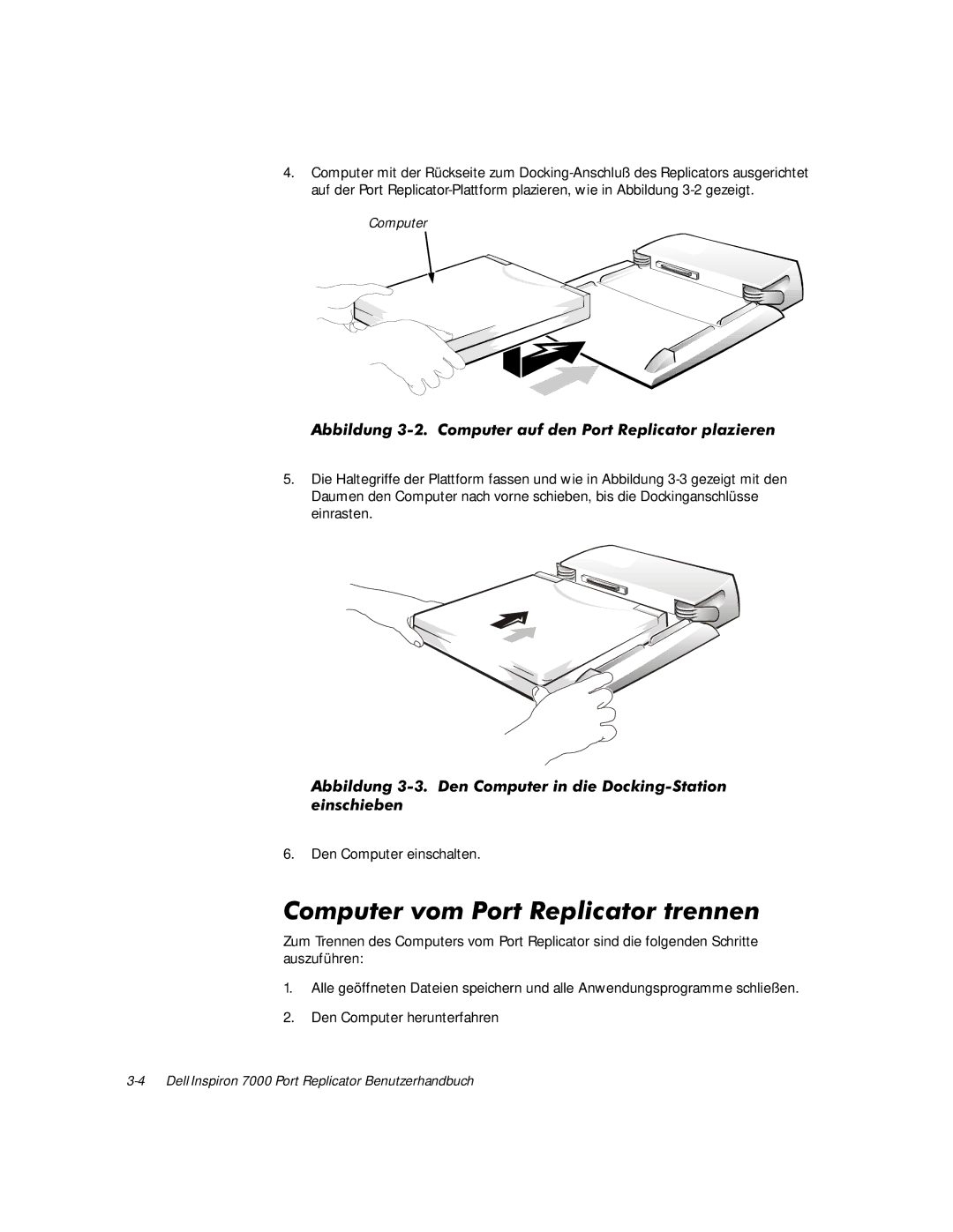 Dell TSR9C manual $EELOGXQJHQ&RPSXWHULQGLHRFNLQJ6WDWLRQ Hlqvfklhehq, $EELOGXQJ&RPSXWHUDXIGHQ3RUW5HSOLFDWRUSODLHUHQ 