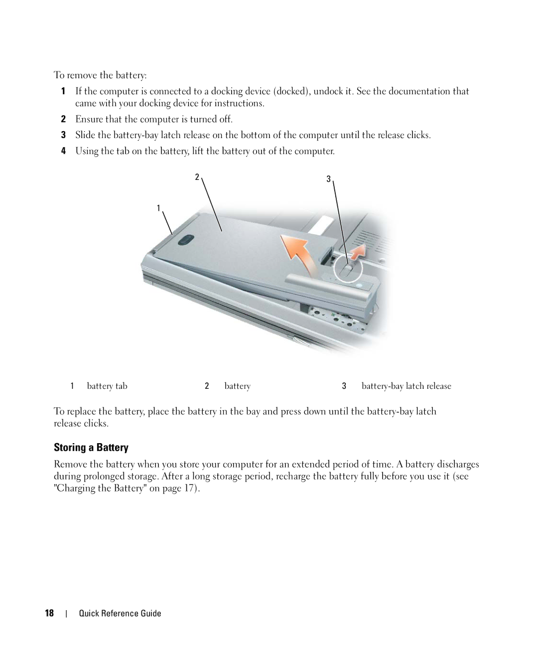 Dell TX419 manual Storing a Battery 