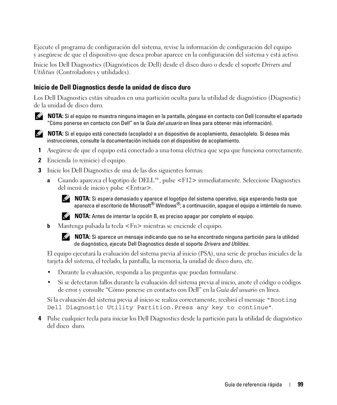 Dell TX419 manual Inicio de Dell Diagnostics desde la unidad de disco duro 