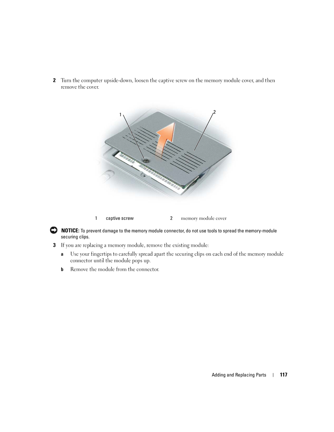 Dell TX453 manual 117, Captive screw 