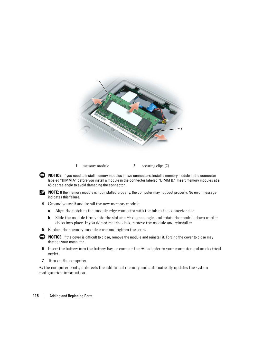 Dell TX453 manual Memory module 