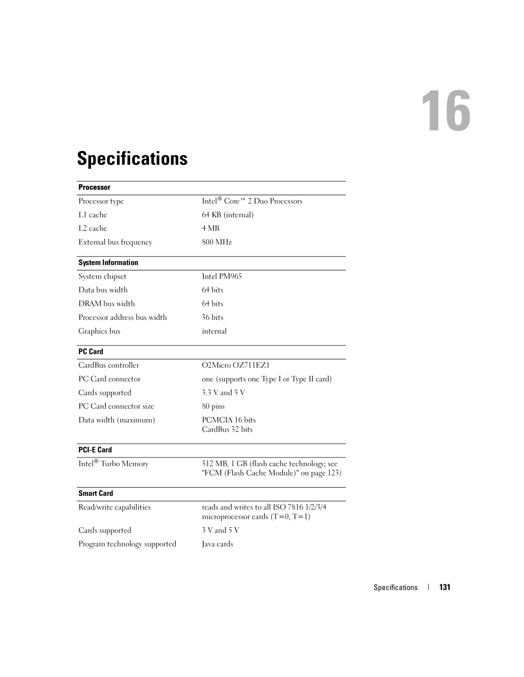 Dell TX453 manual Specifications, 131 