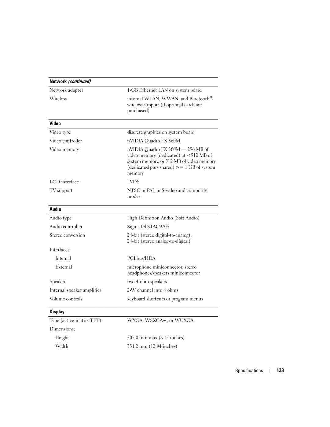 Dell TX453 manual 133, LCD interface 