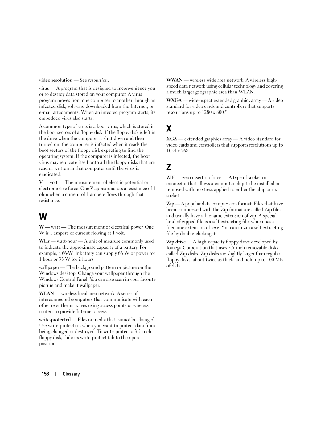 Dell TX453 manual 158, Video resolution See resolution 