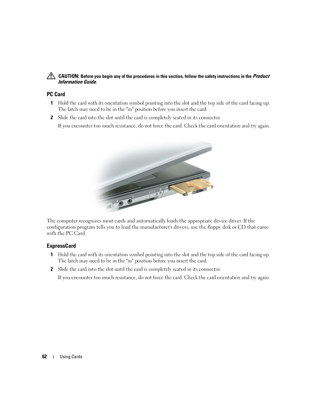 Dell TX453 manual PC Card, ExpressCard 